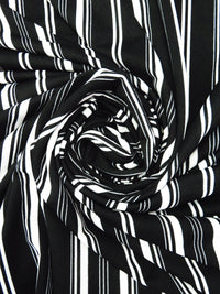 Black/White Polyester/Lycra Vertical Stripe Print Crepe Double Knit 58W