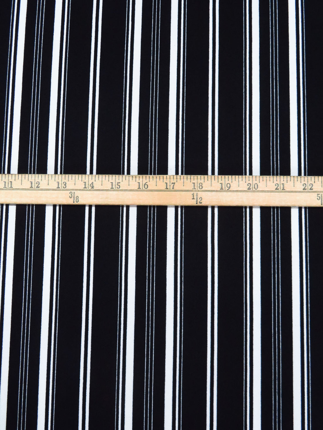Black/White Polyester/Lycra Vertical Stripe Print Crepe Double Knit 58W