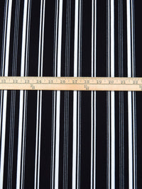 Black/White Polyester/Lycra Vertical Stripe Print Crepe Double Knit 58W