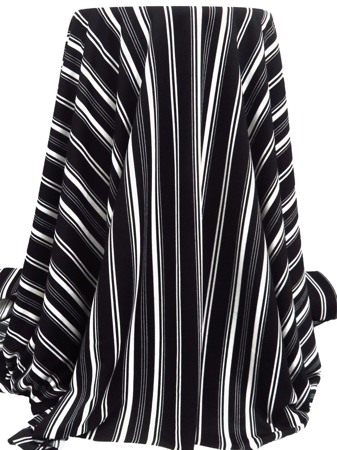 Black/White Polyester/Lycra Vertical Stripe Print Crepe Double Knit 58W