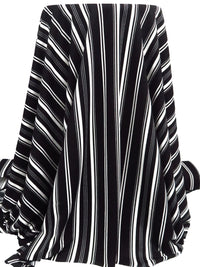 Black/White Polyester/Lycra Vertical Stripe Print Crepe Double Knit 58W