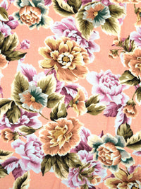 Apricot/White/Willow Tea/Multi 100% Rayon Floral Print Crepe Challis 54W