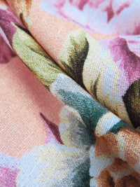 Apricot/White/Willow Tea/Multi 100% Rayon Floral Print Crepe Challis 54W