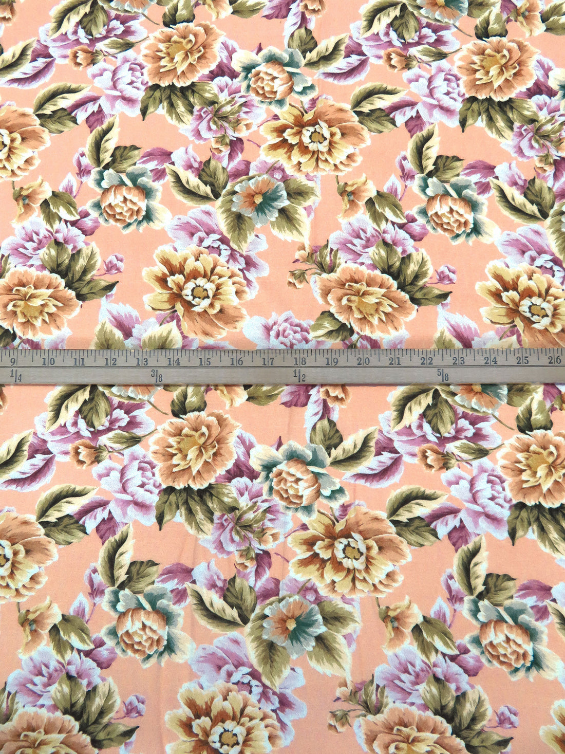 Apricot/White/Willow Tea/Multi 100% Rayon Floral Print Crepe Challis 54W