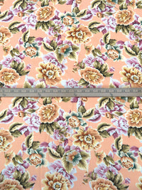 Apricot/White/Willow Tea/Multi 100% Rayon Floral Print Crepe Challis 54W