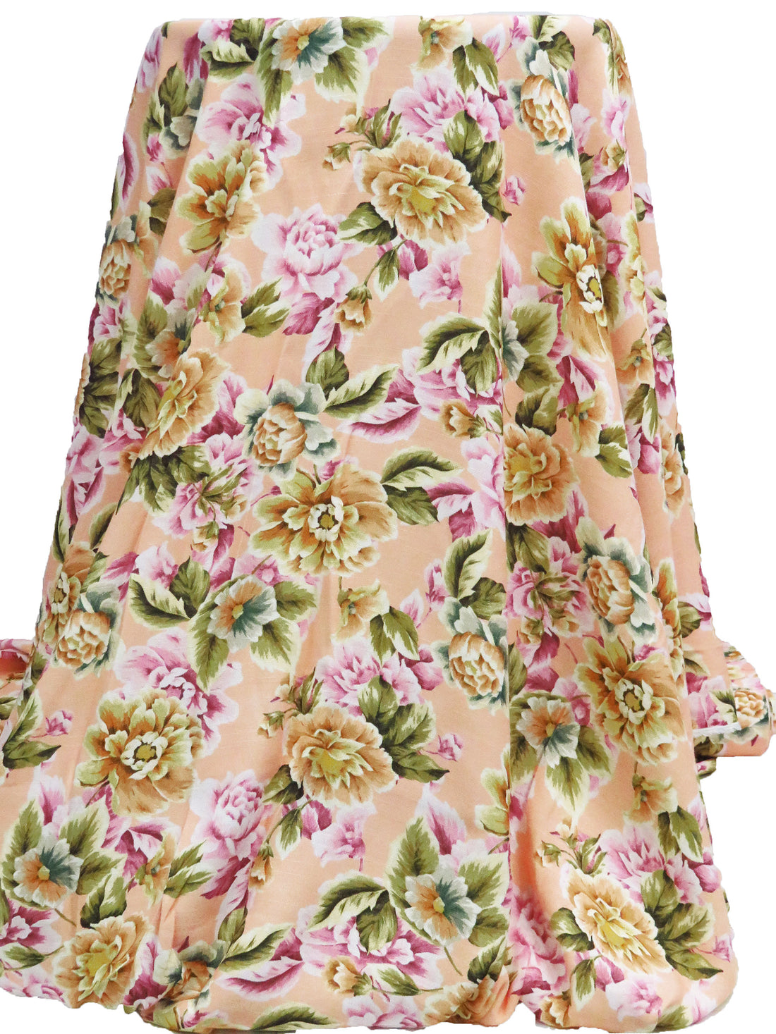 Apricot/White/Willow Tea/Multi 100% Rayon Floral Print Crepe Challis 54W