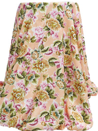 Apricot/White/Willow Tea/Multi 100% Rayon Floral Print Crepe Challis 54W