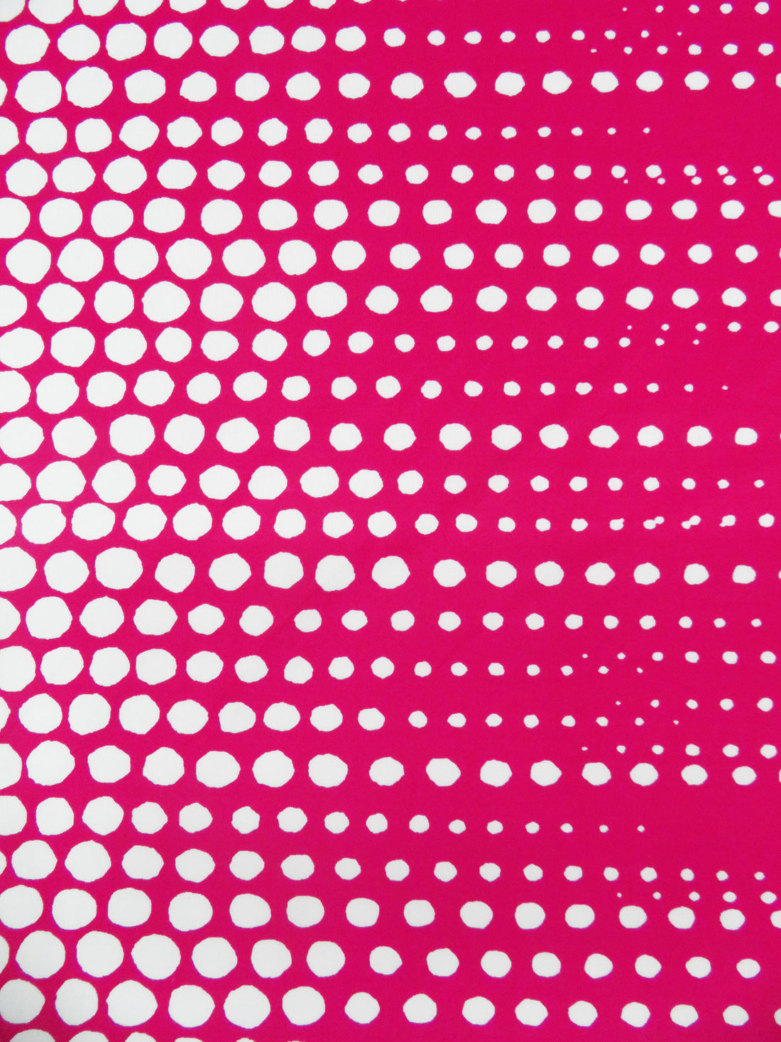 Raspberry/White Polyester/Lycra Double Border Tapered Dot Print Scuba Knit 56W