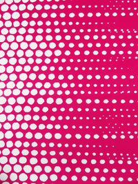 Raspberry/White Polyester/Lycra Double Border Tapered Dot Print Scuba Knit 56W