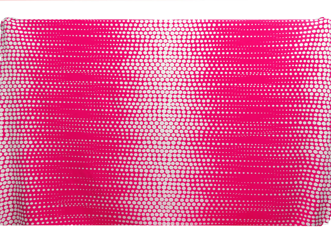 Raspberry/White Polyester/Lycra Double Border Tapered Dot Print Scuba Knit 56W