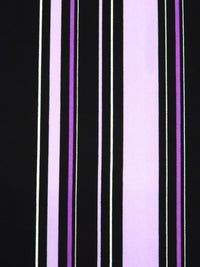 Black/Light Lilac/Vivid Orchid/White Polyester/Lycra Vertical Stripes Print Crepe Double Knit 58W