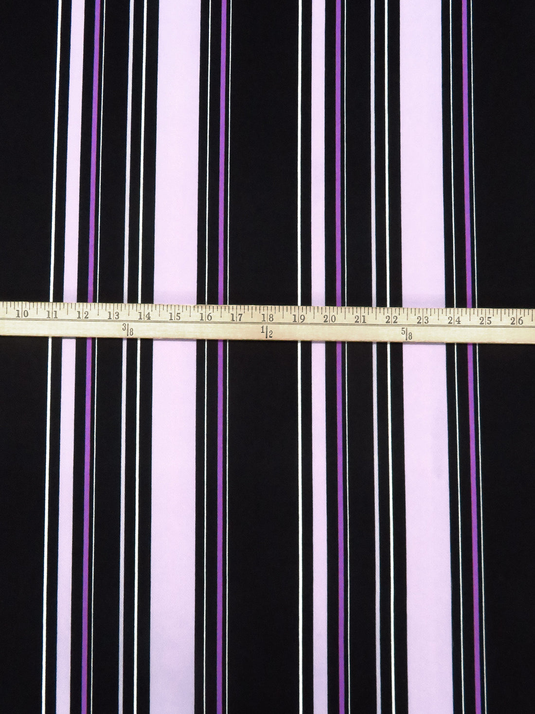 Black/Light Lilac/Vivid Orchid/White Polyester/Lycra Vertical Stripes Print Crepe Double Knit 58W