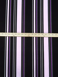 Black/Light Lilac/Vivid Orchid/White Polyester/Lycra Vertical Stripes Print Crepe Double Knit 58W