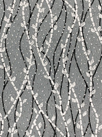 Light Gray/White/Silver Acetate/Lycra Wavy Puff Print Glitter Dot Slinky Knit 52W