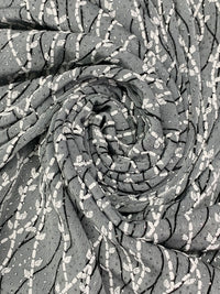 Light Gray/White/Silver Acetate/Lycra Wavy Puff Print Glitter Dot Slinky Knit 52W