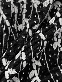 Black/White/Silver Acetate/Lycra Wavy Puff Print Glitter Dot Slinky Knit 52W