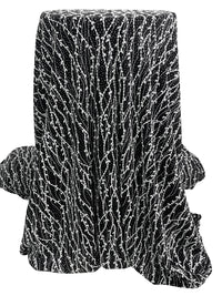 Black/White/Silver Acetate/Lycra Wavy Puff Print Glitter Dot Slinky Knit 52W