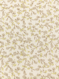 Pale Vanilla/Yellow/Taupe 100% Rayon Ditsy Floral Print Crinkle Challis 52W