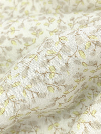 Pale Vanilla/Yellow/Taupe 100% Rayon Ditsy Floral Print Crinkle Challis 52W