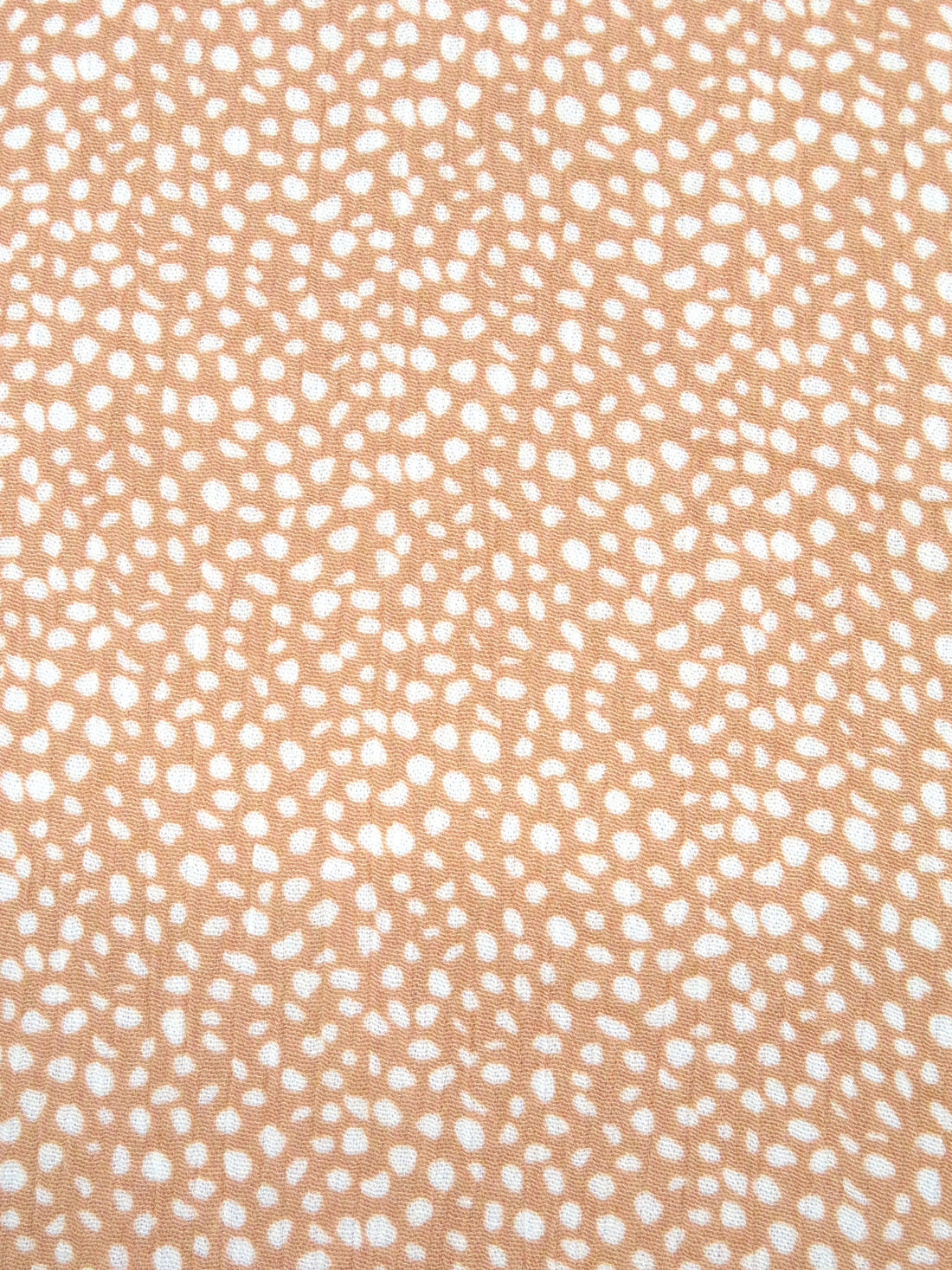 Fawn/White 100% Rayon Abstract Dot Print Crinkle Challis 52W