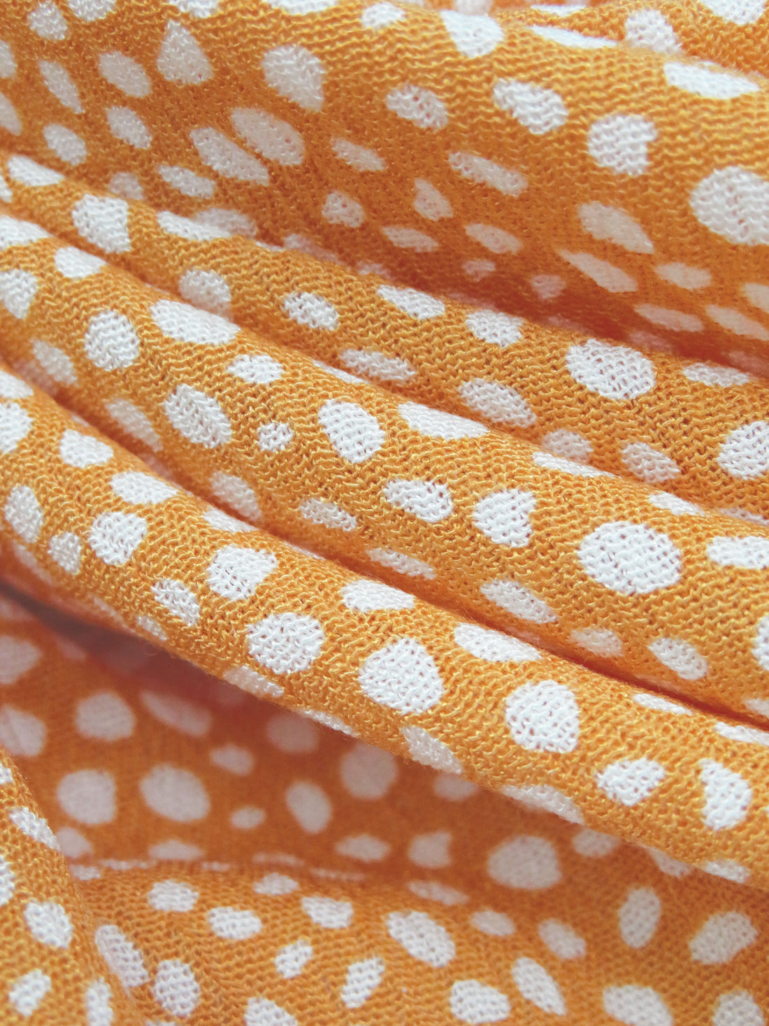 Deep Saffron/White 100% Rayon Abstract Dot Print Crinkle Challis 52W