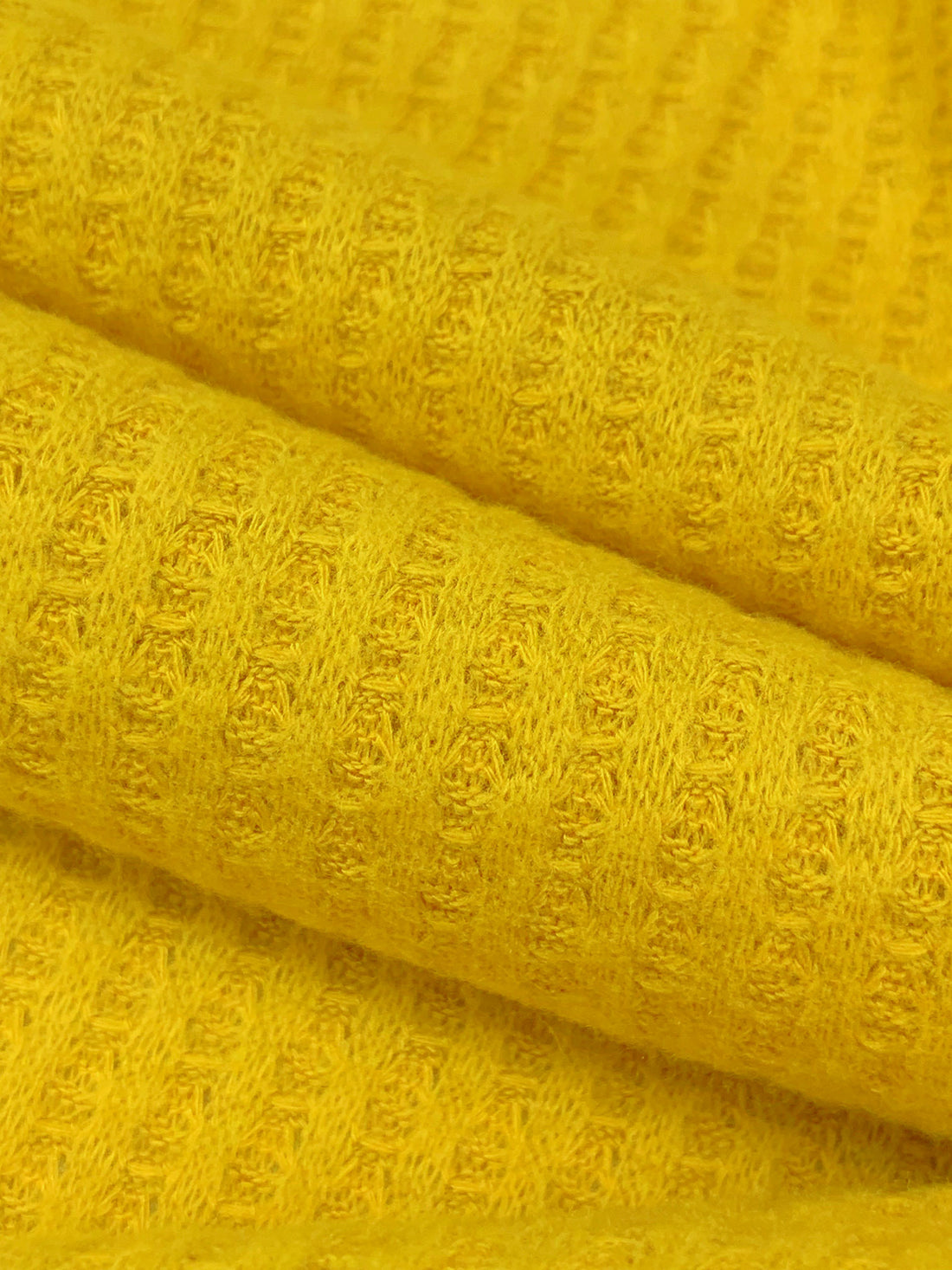 Yellow Gold Polyester/Rayon/Lycra Brushed Waffle Sweater Knit 54W