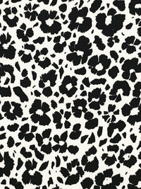 White/Black 100% Polyester Floral Print Satin-Faced Chiffon - Norma Kamali - 56W