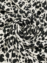 White/Black 100% Polyester Floral Print Satin-Faced Chiffon - Norma Kamali - 56W