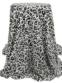 White/Black 100% Polyester Floral Print Satin-Faced Chiffon - Norma Kamali - 56W