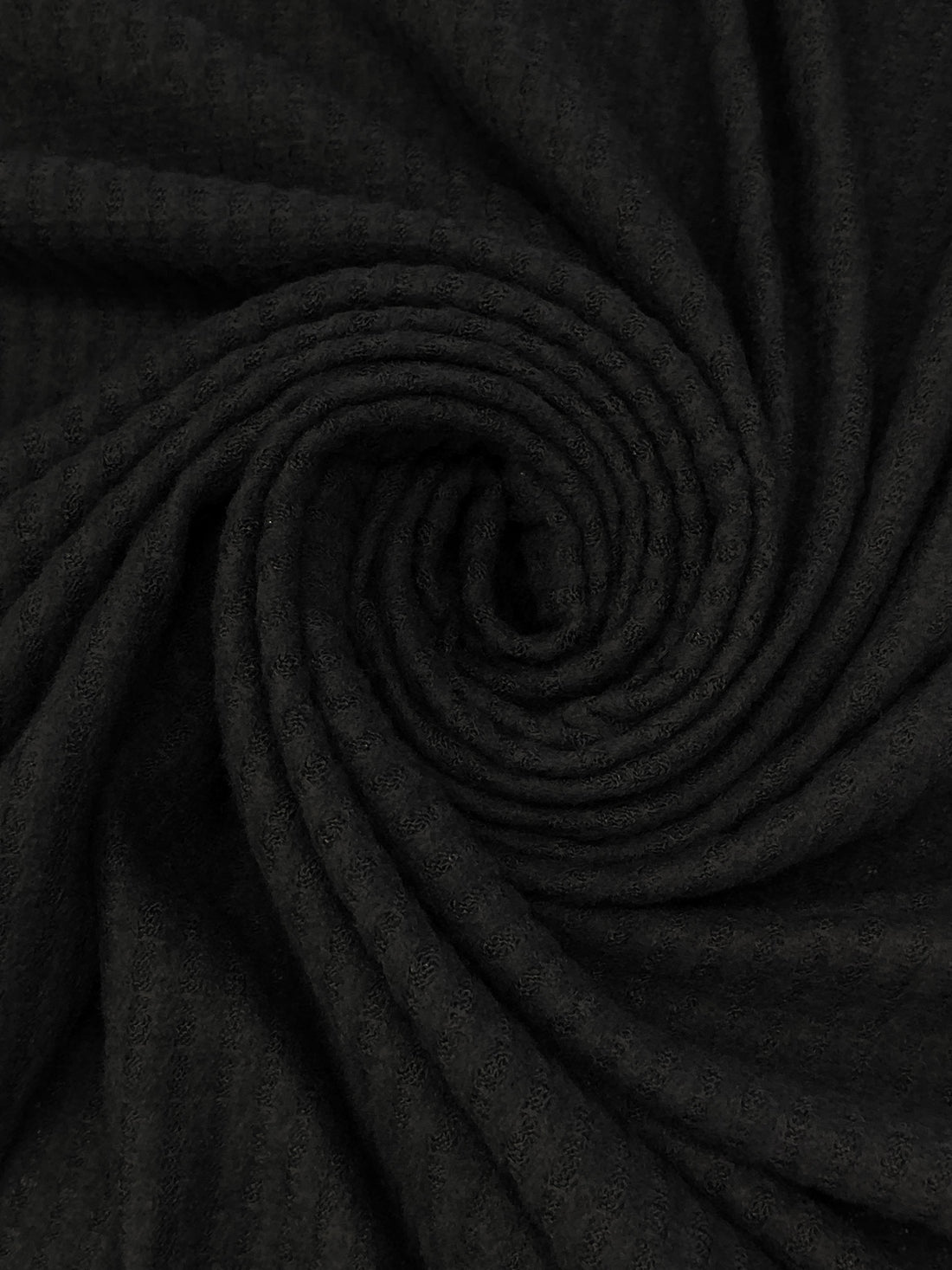 Black Polyester/Rayon/Lycra Brushed Waffle Sweater Knit 56W