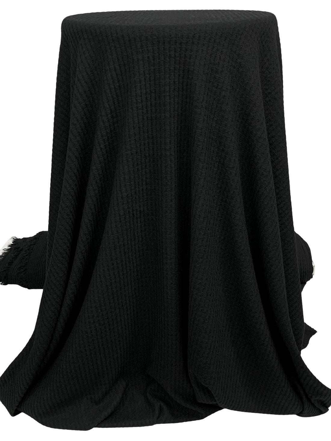 Black Polyester/Rayon/Lycra Brushed Waffle Sweater Knit 56W