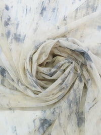 Bavarian Cream/Iron Gray Nylon/Lycra Abstract Print Mesh Knit - Norma Kamali - 56W