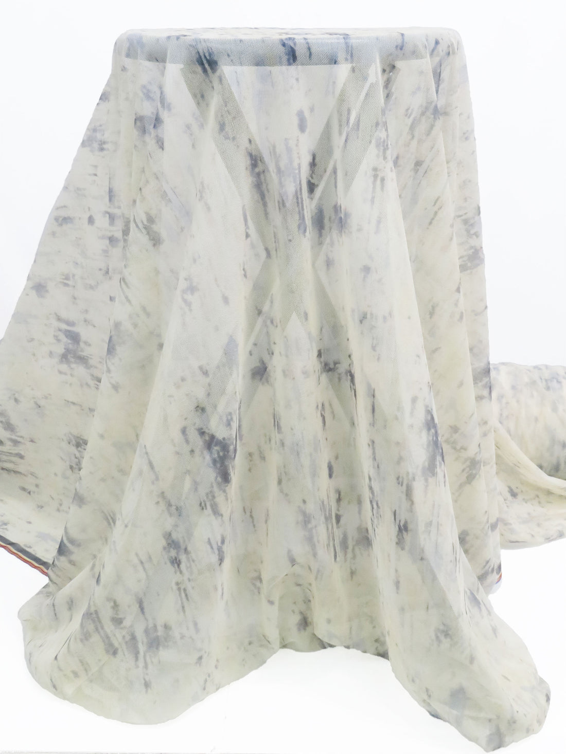 Bavarian Cream/Iron Gray Nylon/Lycra Abstract Print Mesh Knit - Norma Kamali - 56W