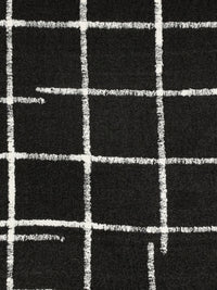 Black/Off-White 100% Polyester Broken Grid Print Georgette - Norma Kamali - 56W