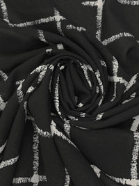 Black/Off-White 100% Polyester Broken Grid Print Georgette - Norma Kamali - 56W