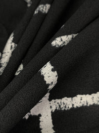 Black/Off-White 100% Polyester Broken Grid Print Georgette - Norma Kamali - 56W