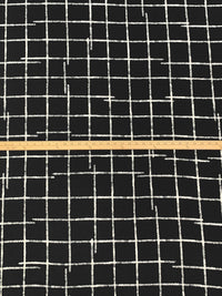 Black/Off-White 100% Polyester Broken Grid Print Georgette - Norma Kamali - 56W