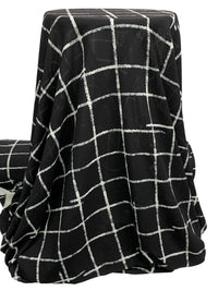 Black/Off-White 100% Polyester Broken Grid Print Georgette - Norma Kamali - 56W