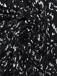 Pitch Black/Off-White 100% Polyester Abstract Animal Print Georgette - Norma Kamali - 60W
