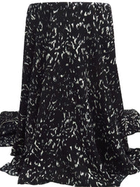 Pitch Black/Off-White 100% Polyester Abstract Animal Print Georgette - Norma Kamali - 60W