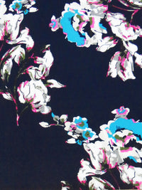 Midnight Blue/Jazzberry Jam/White/Multi 100% Polyester Large Floral Print Georgette - Norma Kamali - 58W