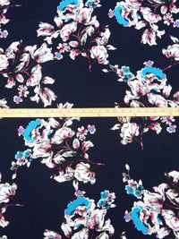 Midnight Blue/Jazzberry Jam/White/Multi 100% Polyester Large Floral Print Georgette - Norma Kamali - 58W