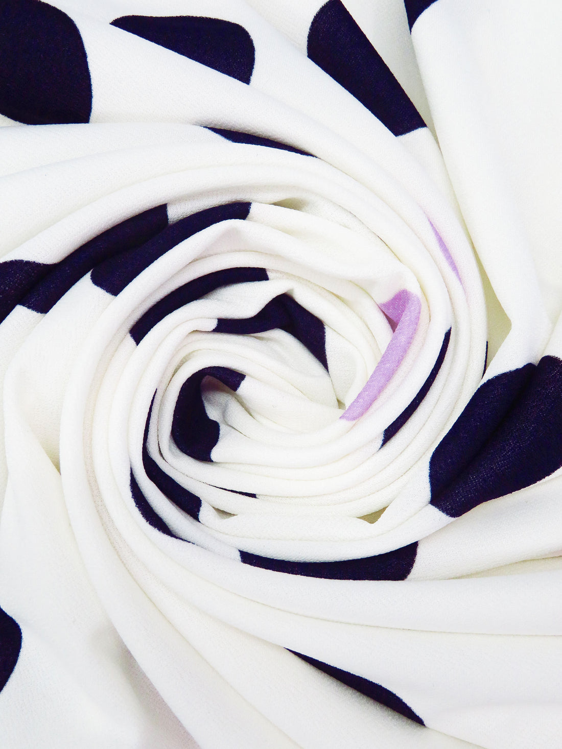 Off-White/Midnight Navy/Wisteria Polyester/Lycra Scattered Dot Print Crepe Double Knit 56W