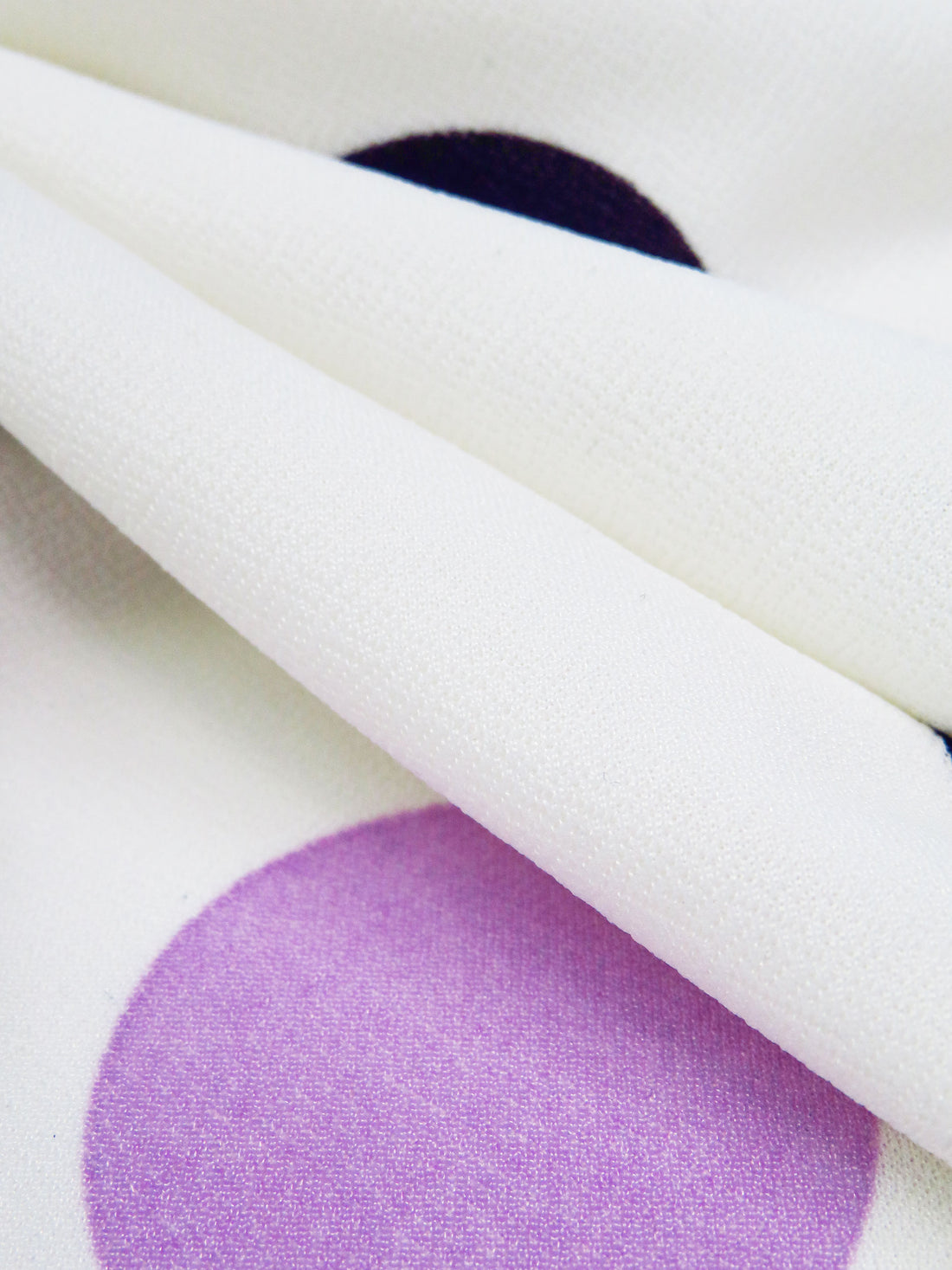 Off-White/Midnight Navy/Wisteria Polyester/Lycra Scattered Dot Print Crepe Double Knit 56W