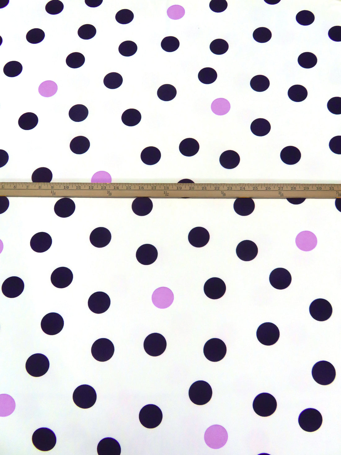 Off-White/Midnight Navy/Wisteria Polyester/Lycra Scattered Dot Print Crepe Double Knit 56W