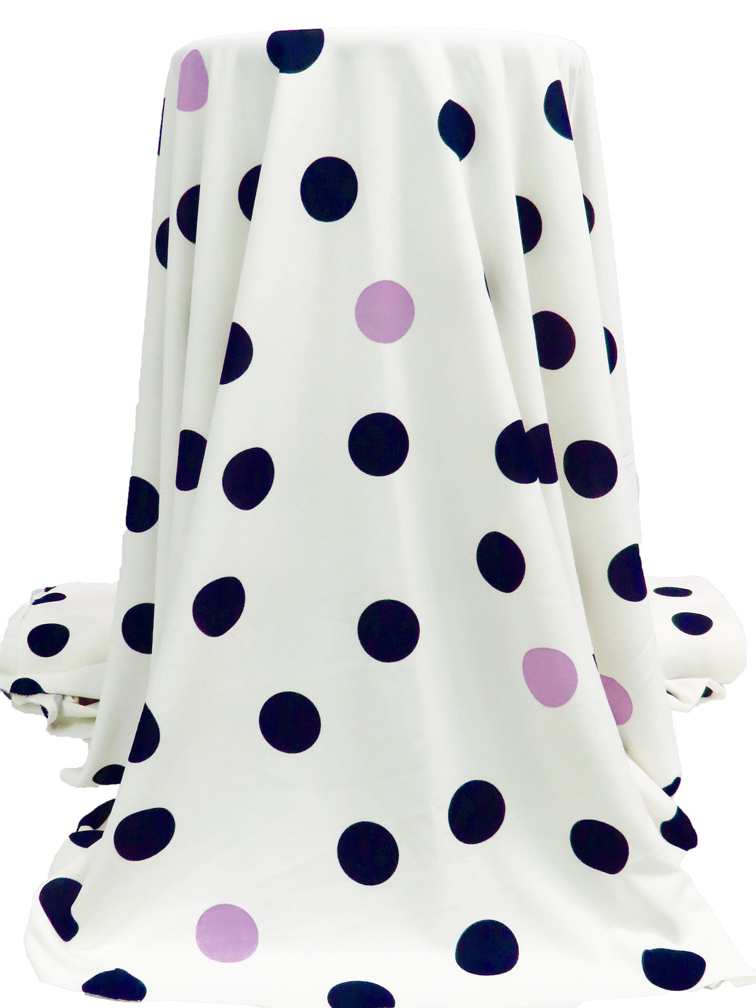 Off-White/Midnight Navy/Wisteria Polyester/Lycra Scattered Dot Print Crepe Double Knit 56W