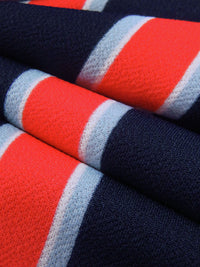 Midnight Navy/White/Columbia Blue/Multi Polyester/Lycra Vertical Stripe Print Crepe Double Knit 58W