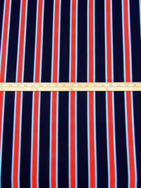 Midnight Navy/White/Columbia Blue/Multi Polyester/Lycra Vertical Stripe Print Crepe Double Knit 58W