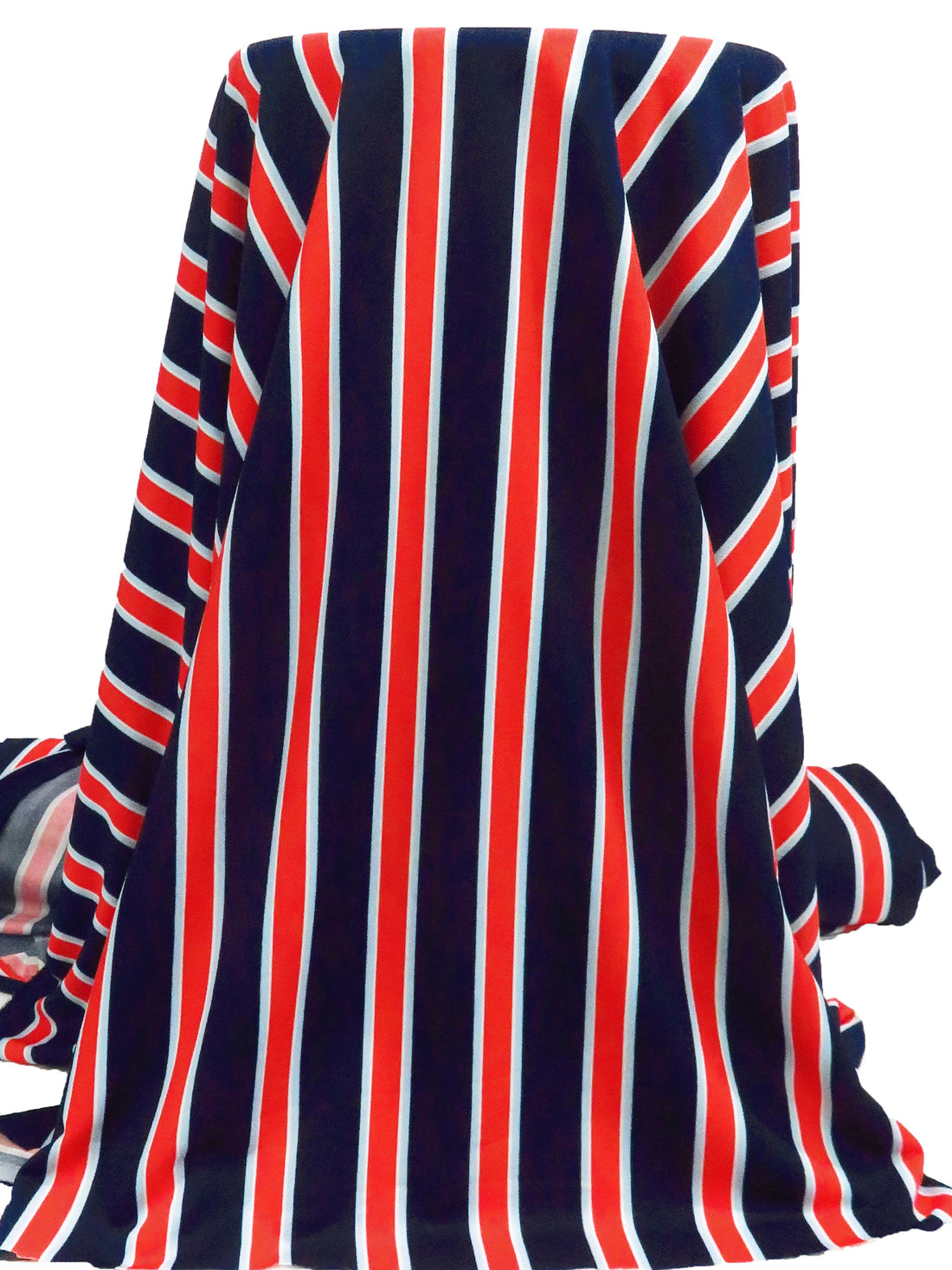 Midnight Navy/White/Columbia Blue/Multi Polyester/Lycra Vertical Stripe Print Crepe Double Knit 58W