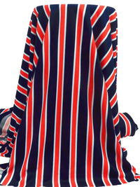 Midnight Navy/White/Columbia Blue/Multi Polyester/Lycra Vertical Stripe Print Crepe Double Knit 58W